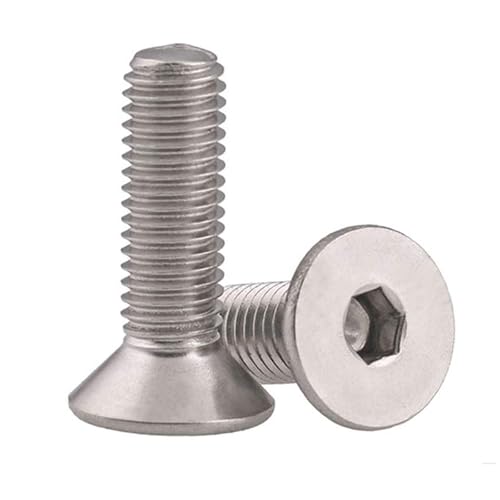 M&Z M8 x 35 Tornillos de cabeza plana, acero inoxidable 18-8 (304), acabado brillante, DIN 7991, unidad de enchufe Allen, 20 piezas