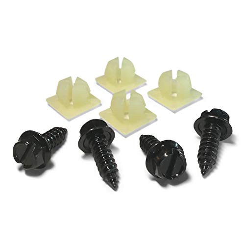 Kit de tornillos para matrícula, color negro, sujetadores de estilo OEM con retenedores de tornillo de nailon para montar placas delanteras y traseras en automóviles, SUV, camiones, tornillos