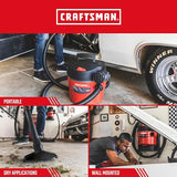 Craftsman CMXEVBE17925 5 galones 5.0 Pico HP aspiradora de Pared húmeda/Seca, montada en la Pared con Accesorios