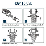 Herramienta de tuerca de remache de mano, remachadora ciega de mano, 6 mandriles + 42 tuercas, kit de fácil uso, herramienta de remachadora duradera, herramienta de remachadora manual M5 M6 M8 10-24