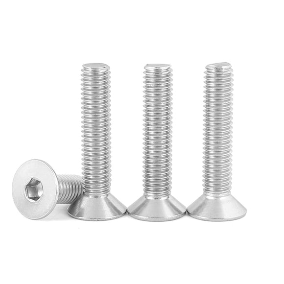 Tornillos de cabeza plana M3 x 25 mm, 50 tornillos de cabeza plana M3-0.5 x 25 mm, tornillo de cabeza plana de acero inoxidable 304, accionamiento de enchufe Allen, rosca completa, acabado brillante, cantidad 50