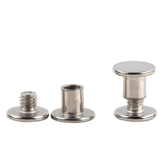 100 piezas de tornillos de Chicago de níquel plateado Tornillos de metal Postes de remache de uñas Botón de Chicago para manualidades de encuadernación de cuero, manualidades de álbum