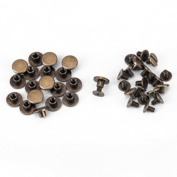 20 juegos 5 mm 6,5 mm 8 mm Kit surtido de latón Tornillo Postes de metal Botón de remache de clavo para bricolaje Decoración de cuero Encuadernación Ranurado Tornillo de cabeza plana (5 mm)