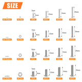 Voyzdx 1280 Piezas Surtido de Tornillos Métricos M2 M3 M4 M5 304 Tornillos de Acero Inoxidable, Surtido de Tornillos Allen con Cabeza Cilíndrica, Tuercas Hexagonales y Arandelas Planas