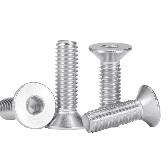 Tornillos de cabeza plana M4 x 18 mm, 75 tornillos de cabeza plana M4-0,7 x 18 mm, tornillo de cabeza plana de acero inoxidable 304, accionamiento de enchufe Allen, rosca completa, acabado brillante, cantidad 75