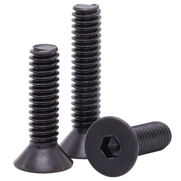 M6 x 20 mm (30 piezas) Tornillos de cabeza avellanada planos, acero de aleación de grado 10.9, óxido negro, unidad de enchufe hexagonal Allen, rosca completa, rosca gruesa UNC