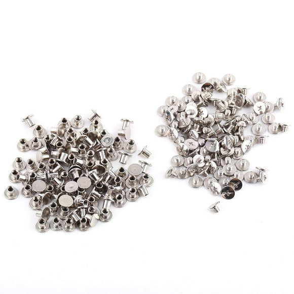 100 Unids Remaches de Cuero de Plata Chicago Encuadernación Tornillos Kit de Surtido para Scrapbook Álbumes de Fotos Reparación de Cuero M5x6mm