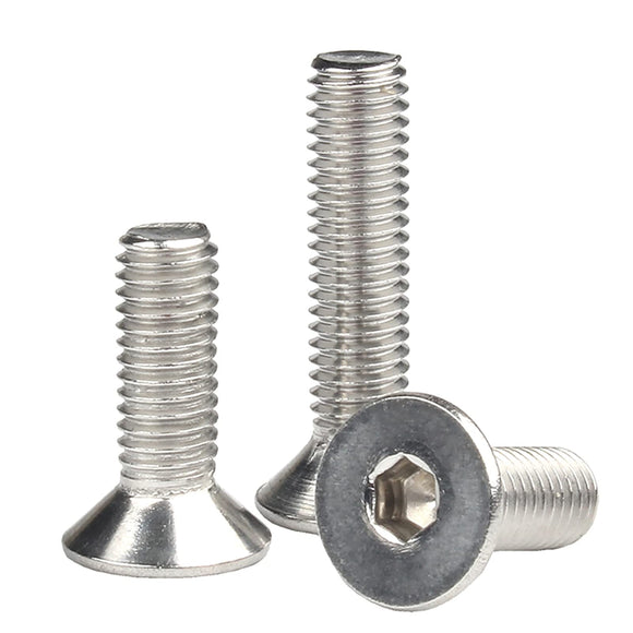 Tornillos de cabeza plana M5-0,8 x 14 mm, acero inoxidable 18-8 (304), acabado brillante, accionamiento de enchufe Allen, tornillos de máquina de tornillos hexagonales interiores, 50 unidades