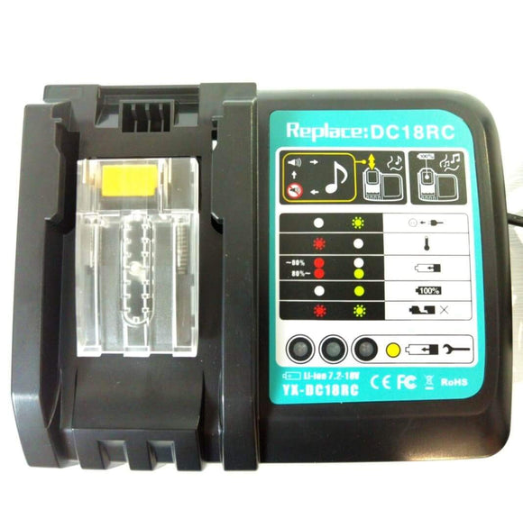 ANOITD DC18RC Cargador de batería de iones de litio de 14.4V-18V compatible con Makita DC18RC DC18RD DC18RA DC18SD DC18SF para trabajar con BL1830 BL1840 BL1850 BL1860 BL1840B BL1820 BL1815 BL15 BL15