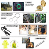 NANWEI Kit de Supervivencia, Kit de Supervivencia de 118 Piezas Profesional, con Brújula, Chubasqueros, Camping Accesorios para Aventuras de Camping