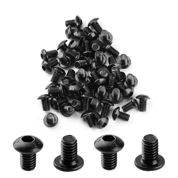 MroMax - 50 tornillos de cabeza de botón M4 x 6 mm, acero de aleación de grado 10.9, unidad de enchufe Allen, acabado de óxido negro, rosca completamente a máquina