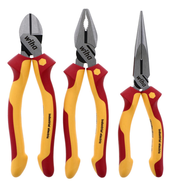 Wiha 32981 Insulated Industrial Pliers/Cutters Set, 3-Piece