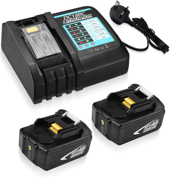 Paquete de 2 baterías LXT de 6,0 Ah 18 V + cargador de batería DC18RC Li-Ion para baterías Makita de 18 V BL1830 BL1840 BL1850 BL1815 BL1840 BL1860 para batería Makita