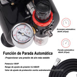 AS186 - Mini Compresor, Compresor de Aerógrafo con Tanque 3 L con Manguera de 1.8 m 1/8, 1/6 HP Compresor con Parada Automática, para Pintura con Aerógrafo, Tatuajes, Manicura