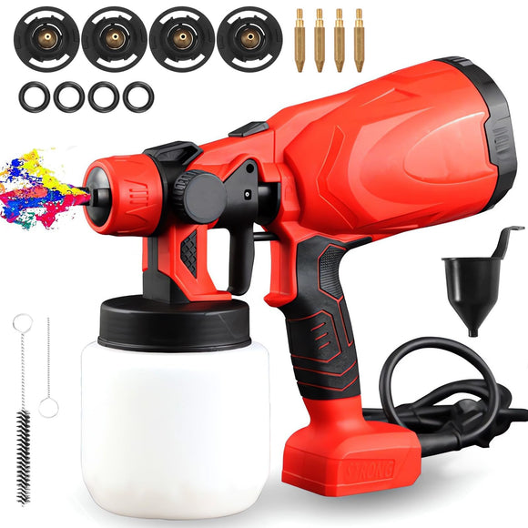 Pistola para Pintar,800W Alto Voltaje Pistola de Pintura Electrica,Pulverizador de Paint con Recipiente de 800 ml y 3 Modos de Pulverización,para Pintura de Automotriz,Casas, Paredes, Cercas（Rojo）