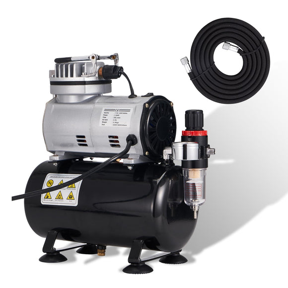 AS186 - Mini Compresor, Compresor de Aerógrafo con Tanque 3 L con Manguera de 1.8 m 1/8, 1/6 HP Compresor con Parada Automática, para Pintura con Aerógrafo, Tatuajes, Manicura