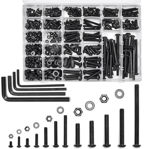 PGMJ - Juego de tornillos métricos de aleación de acero de 12.9 grados M4, M5, M6, M8, surtido de cabeza de zócalo, tornillos hexagonales, kit de tornillos y tuercas para máquina (K14-Grande-M4 M5 M6