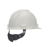 MSA 10204776 Hydro Dip V-Gard Gorra de seguridad con suspensión Fas-Trac III trinquete | Carcasa de polietileno, correas de corona autoajustables – Tamaño estándar en carbono plateado