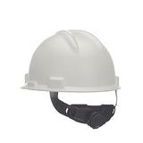 MSA 10204776 Hydro Dip V-Gard Gorra de seguridad con suspensión Fas-Trac III trinquete | Carcasa de polietileno, correas de corona autoajustables – Tamaño estándar en carbono plateado