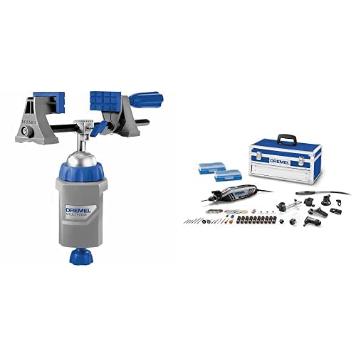 Dremel 2500-01 Multi-Vise o Prensa de Banco + DREMEL 4300-9/64 Mototool con 9 Aditamentos 64 Accesorios Maletín Metálico