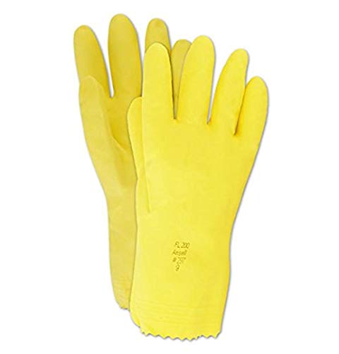 Ansell 632L Magid ComfortFlex 632 - Guantes de látex forrados (20 mil, 11 de largo, 5.5 de ancho, 0.21 de altura, talla 9, 12 unidades), color amarillo