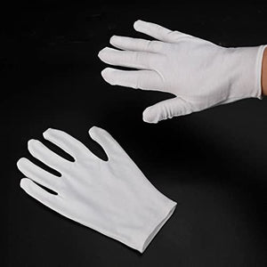 KBREE Guantes de algodón Blanco Guantes de Trabajo Guantes Blancos Manualidades Etiqueta Trabajo protección Puro algodón Jersey Guantes Blancos