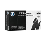 LW CONCEPT Guantes negros de nitrilo médico, sin látex ni polvo, desechables, ultrarfuertes, cuidado de la salud, uso de manipulación de alimentos (mediano, caja de 100)