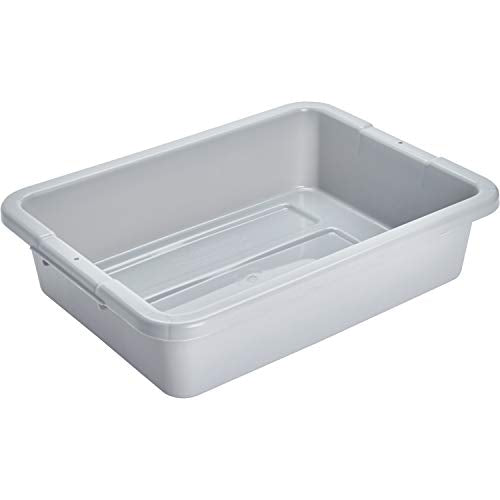 Rubbermaid Commercial Products - Caja estándar de autobus/utilitario, 4.625 galones, gris, plástico, plástico resistente, caja de lavado de platos para organización de cocina/almacenamiento