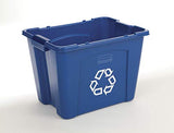 Rubbermaid Commercial Stackable Recycling Bin, 14 Gallon, Blue