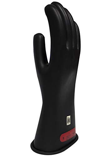 National Safety Apparel - Guantes aislantes de voltaje de goma negra clase 0, máx. Voltaje de uso 1000 V CA/1500 V CC (GC0B10).