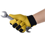 Guantes de trabajo para hombres y mujeres, guantes de trabajo mecánico utilitario, pantalla táctil, guantes de trabajo flexibles y transpirables para patio (L, amarillo)