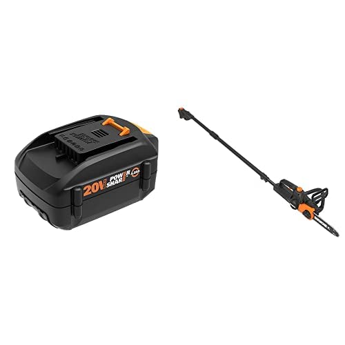 Worx WA3578 20V 4.0Ah, Naranja y Negro WG323 - Sierra de Cadena inalámbrica de 20 V con tensión automática