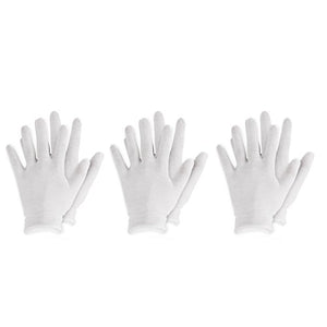 winying 12 Pares Guantes Blancos de Algodón 100% Reutilizable Elásticos Guantes Hidratantes Terapéutico para Inspeccionar Joyas Manos Secas Blanco 3 Pares