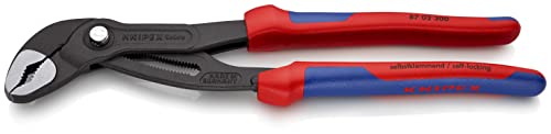 Knipex 87 02 300 SB Cobra Tenaza para Bombas de Agua Hightech Atramentado con Fundas en Dos Componentes, 300 mm, color gris