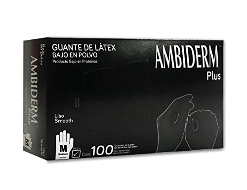 Guante de Latex Negro Ambiderm Plus Mediano Caja con 100 piezas