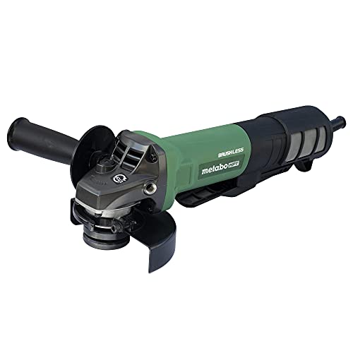 Metabo HPT Amoladora angular | 4-1/2 pulgadas | Interruptor de paleta | 12 amperios | Motor sin escobillas CA | Freno eléctrico | Reducción de retroceso | G12BYEQ, verde