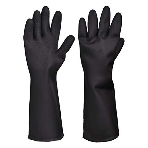 Ffrzd Guantes de protección Negros, Guantes químicos Guantes de Trabajo Largos de Goma, Resistentes al ácido, al álcali y al Aceite (Size : 50cm)