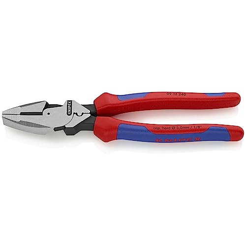 Knipex 09 12 240 SBA Alicates de lineman de apalancamiento ultra alto de 9.5 pulgadas con extractor de cinta de pescado y crimpadora