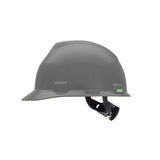 MSA 475358 V-Gard Sombrero delantero rígido con suspensión de trinquete, estándar, blanco, V-Gard Cap w/Fas-Trac III Susp, Gris, Estándar