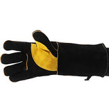 Guantes de soldadura, de piel, resistentes al calor, resistentes al fuego, con costuras de Kevlar, resistentes al calor, para soldar, horno, parrilla, barbacoa, chimenea, estufa, soporte para ollas, soldador, 40,6 cm