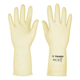 Truper GU-383, Guantes de látex para manejo de alimentos, puño largo ajustado, G