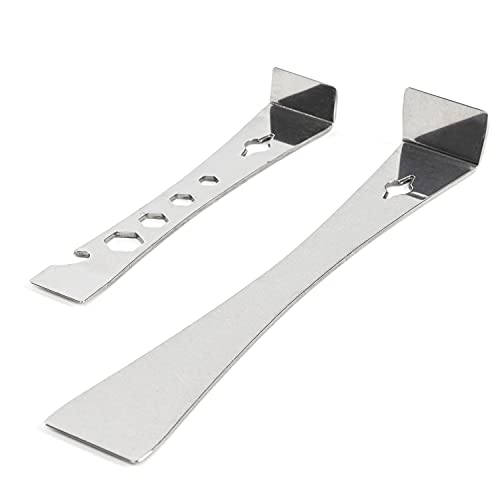 NEIKO 00250A Pry Bar Scraper Set | 2 Pc Stainless Steel Flat Bar | Hex Wrench | Carpentry Multi Tool | 6-1/2” Mini Bar & 9-1/2” Pry Tool | Tack, Wood, Molding, Nail, & Trim Puller | Bottle Opener