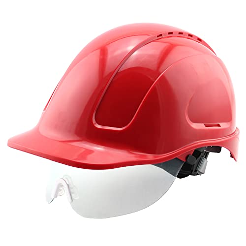 outdoor product Casco de Seguridad Industrial, Casco de Construcción de Borde de ABS Casco de Seguridad de Choque con Gafas，para Poder/Edificio