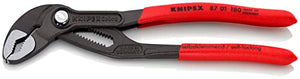 Knipex 87 01 180 SB Cobra Tenaza para Bombas de Agua Hightech Recubiertos de Plástico Antideslizante, 180 mm, color gris