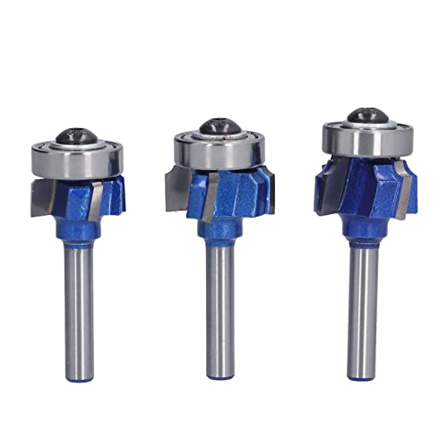 WJIN Roundover Edge Router-3Pcs Roundover Edge Router bit 1/4in Shank 4 Tooth Round Routers bits para carpintería