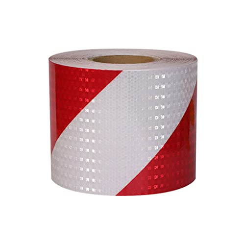 Yusam Cinta De Advertencia De Peligro Autoadhesiva Marca De Seguridad Cinta Reflectante Cinta De Barrera Antideslizante Vehículos Impermeables 15 CM × 50 M,Red & White