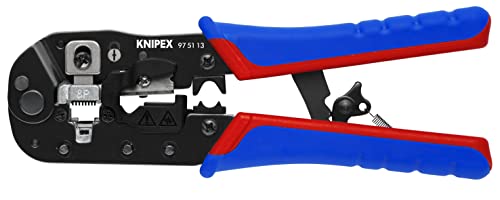 KNIPEX Tools 97 51 13 - Alicates de crimpado para conectores RJ45 Western, rojo/azul, 7-1/2 pulgadas