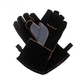 KGEZW Guantes de soldadura resistente al calor perfecto for soldador/cocción/hornear/chimenea/manejo de animales/BBQ - Black-Gray 14 pulgadas