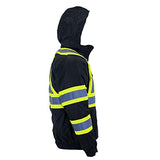 JORESTECH - Chaqueta de seguridad reflectante de alta visibilidad impermeable X en la parte trasera ANSI/ISEA clase 3 tipo R/CSA Z96 (M, negro)