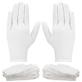 LUTER 12 pares de guantes de algodón blanco para mujeres y hombres, guantes de tela para eccema, manos secas, hidratación, joyería de monedas, limpieza de disfraces, inspección de archivo